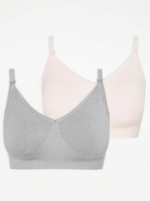 Maternity Grey Comfort Bras 2 Pack Lingerie at ASDA