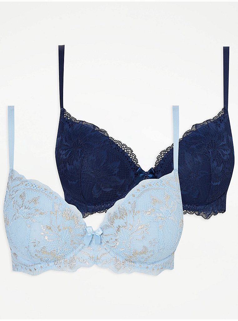 LADIES BRA 36G And Pants Size 14 Set George At Asda Navy Blue With Blue And  Whit £9.99 - PicClick UK