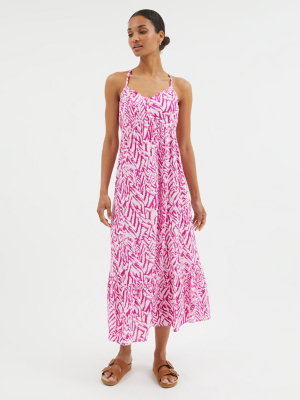 Pink Tie Dye Strappy Maxi Dress Women at ASDA