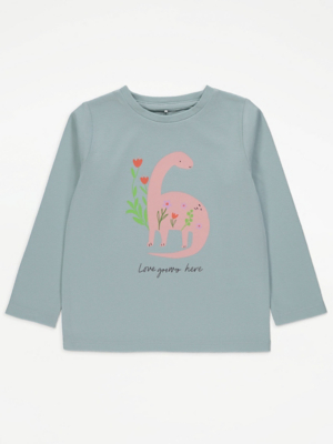 Blue Dinosaur Love Grows Here Long Sleeve Top Baby at ASDA