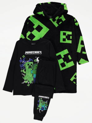Minecraft Fleece Snuggle Hoodie and Pyjamas 3 Piece Set Kids