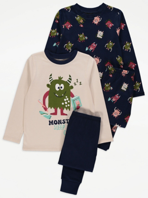 Monster Slogan Pyjamas 2 Pack | Kids | George at ASDA