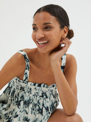 Blue Tie Dye Shirred Cami Top Women at ASDA