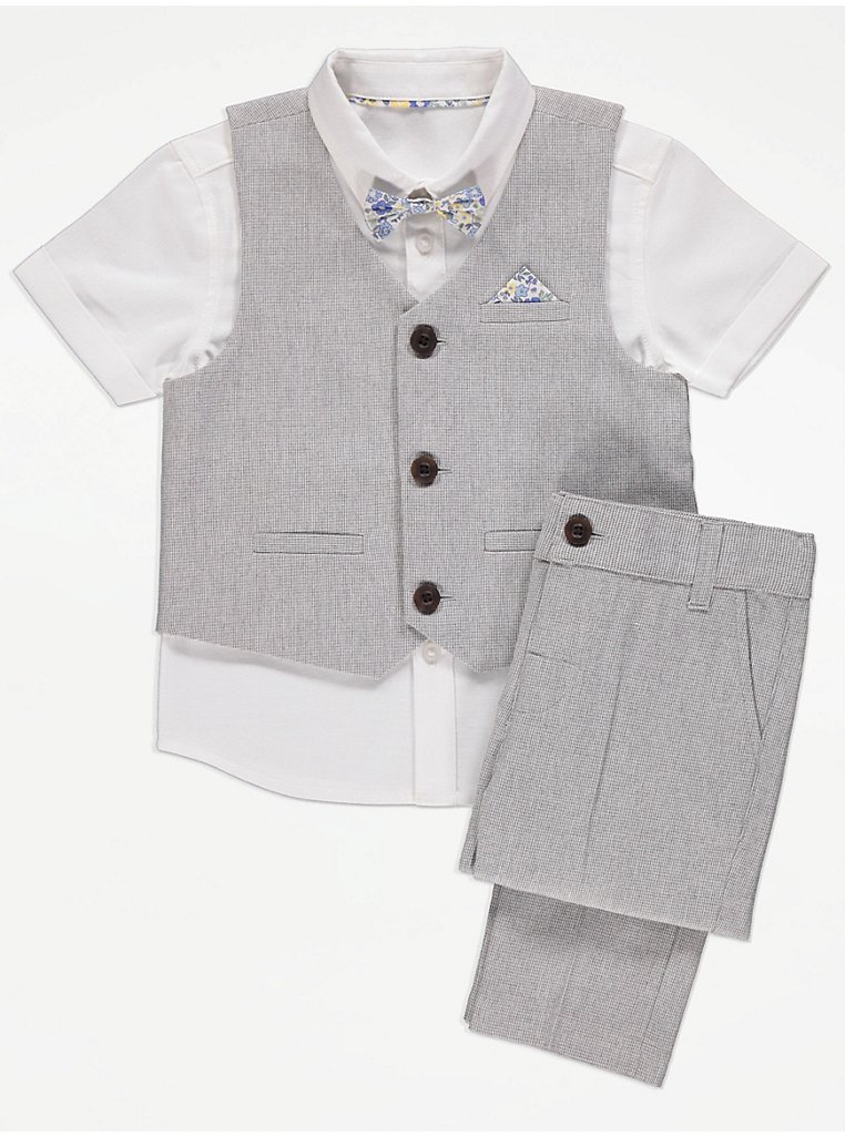 Smart Short Sleeve Shirt Waistcoat and Trousers 4 Piece Set | Kids ...