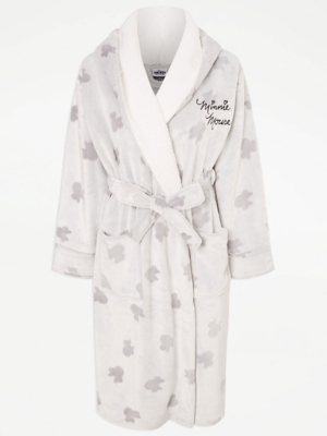 Disney Minnie Mouse Grey Fleece Dressing Gown Lingerie at ASDA