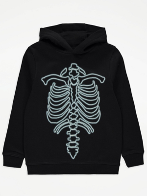 Halloween Black Skeleton Print Hoodie Kids at ASDA
