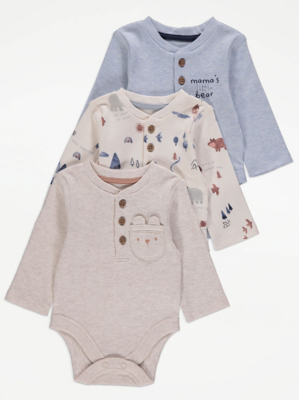 Little Bear Long Sleeve Bodysuits 3 Pack Baby at ASDA