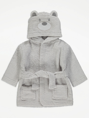 Grey Bear Towelling Dressing Gown Baby at ASDA