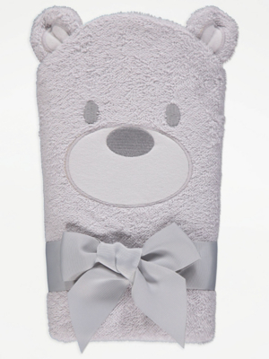 Grey Bear Hooded Towel Baby at ASDA