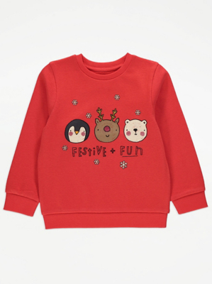Red Festive Fun Christmas Sweatshirt Kids at ASDA