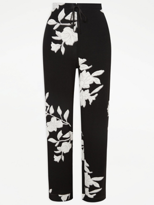 Monochrome Floral Pyjama Bottoms Lingerie at ASDA