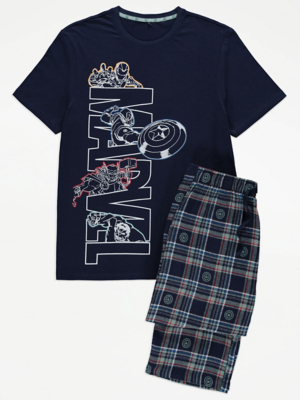 Marvel Character Short Sleeve Brushed Pyjamas Men at ASDA