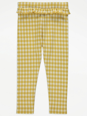 Mustard Gingham Frilly Leggings Kids at ASDA