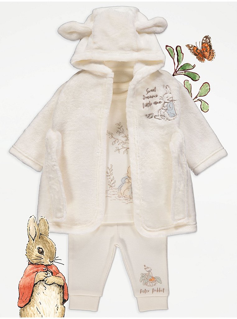 Peter Rabbit Cream Dressing Gown and Pyjamas Set