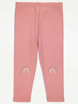 Pink Rainbow Fleece Lined Leggings Kids at ASDA