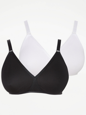 Cross Front Non Wired Full Cup Bras 2 Pack Lingerie at ASDA