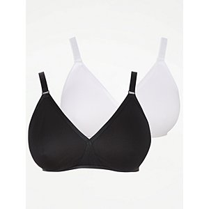 Cross Front Non Wired Full Cup Bras 2 Pack, Lingerie