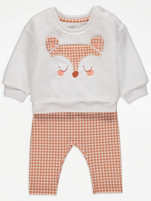 Orange Checked Fox Jumper and Leggings Outfit Sale Offers