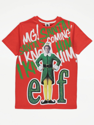 Elf Red Character Slogan Christmas TShirt Kids at ASDA