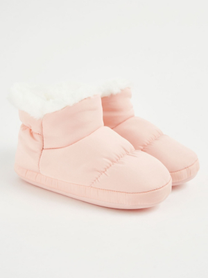 Pink Padded Slipper Boots Kids at ASDA