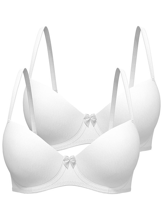 Gorgeous Womens/Ladies Lace Detail T-Shirt Bra (Pack of 2