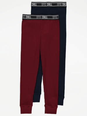 Epic Chill Ribbed Pyjama Bottoms 2 Pack Kids at ASDA