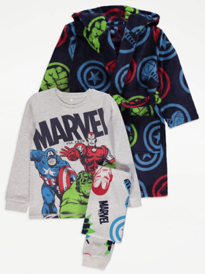 Marvel Character Dressing Gown and Pyjamas Kids at ASDA