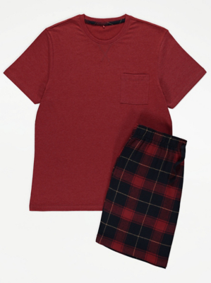 Red Checked Short Pyjamas Gift Set Men at ASDA