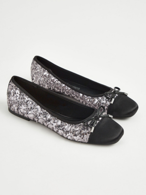 Silver Sequin Ballet Shoes Women at ASDA
