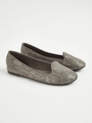 Grey Snakeskin Ballet Shoes Women at ASDA