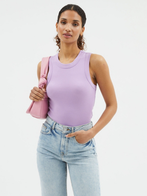 Lilac Ribbed Vest Women at ASDA