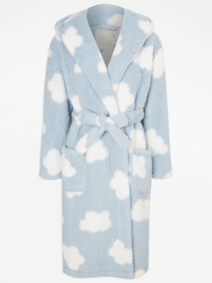 Blue Cloud Fleece Dressing Gown Lingerie at ASDA