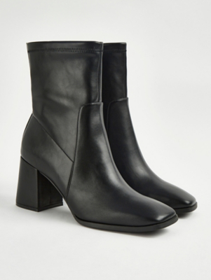 Black Pull On Heeled Sock Boots Women at ASDA