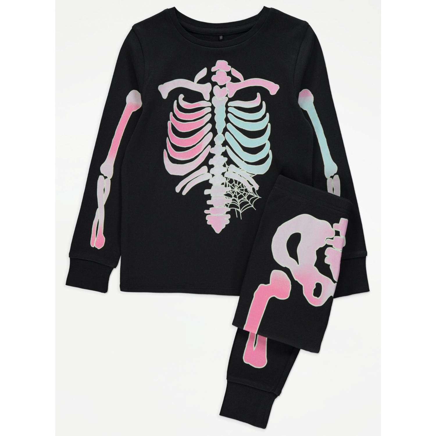 George Black Halloween Skeleton Glow In The Dark Kids Family Pyjamas