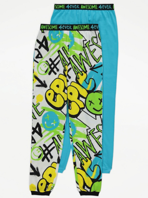 Graffiti Print Pyjama Bottoms 2 Pack Kids at ASDA