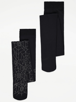 Black Halloween Tights 2 Pack Kids at ASDA