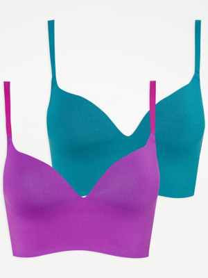 Soft Touch NonWired Longline Bra 2 Pack Lingerie at ASDA