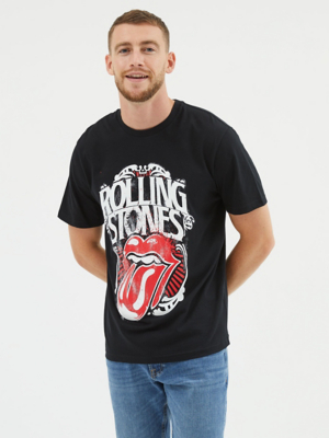 The Rolling Stones Black Graphic Band TShirt Men at ASDA