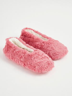 Tickled Pink Textured Faux Fur Slipper Socks Lingerie at ASDA