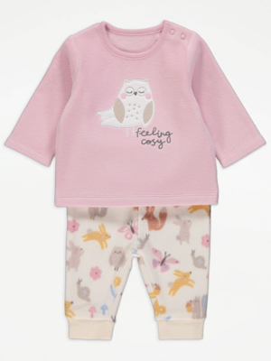 Owl Long Sleeve Fleece Pyjamas Sale Offers George at ASDA