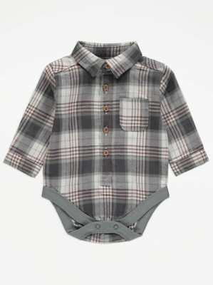 Grey Checked Shirt Bodysuit