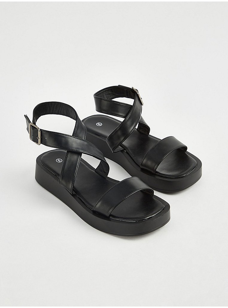 Black Flatform Sandals | Women | George at ASDA