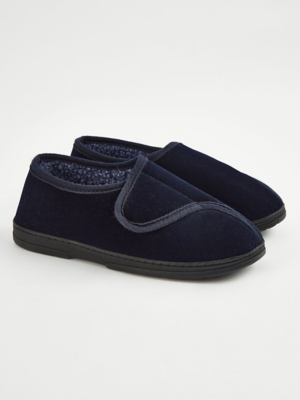 Moccasin Men's Velcro Slippers Asda Navy Corduroy Cupsole