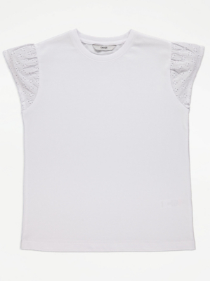 White Embroidered Sleeve T-Shirt | Kids | George at ASDA