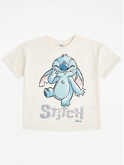 Disney Lilo and Stitch Cream Sequin T-Shirt | Kids | George at ASDA