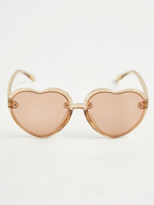 Rose Gold Glitter Heart Sunglasses Kids at ASDA