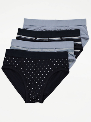 Blue Striped Briefs 4 Pack Men at ASDA
