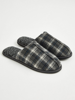 mens mule slippers grey