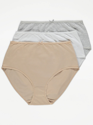 Cotton Full Brief Knickers 3 Pack Lingerie at ASDA