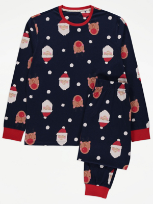 Navy Long Sleeve Matching Adults Family Christmas Pyjamas Men